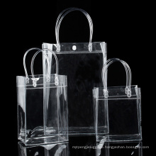 Custom Logo Clear Plastic Tote See -Through Gift Bags Eco-Friendly Transparent Recycled Promotional PVC Shopping Tote Bag